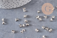 Cache-noeud connecteur chaine boule laiton platine avec trou 3mm, x1gr (G10601)