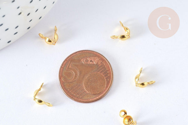 Cache nœuds chaine boule acier inoxydable 304 doré 7.5mm, x10 (G7321)