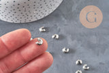 Caches perles à écraser acier 304 platine 8x7mm, x20 (G11177)
