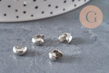 Caches perles à écraser acier 304 platine 8x7mm, x20 (G11177)