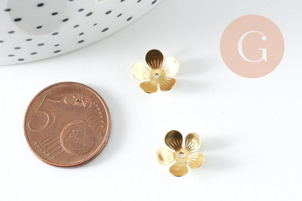 Calottes fleur laiton brut 11mm, x10 (G10827)