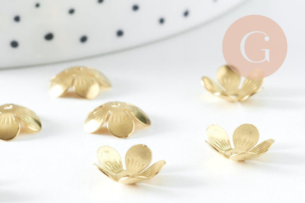 Calottes fleur laiton brut 11mm, x10 (G10827)