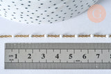 Collier Chaine acier 304 inoxydable doré 14k résine blanche 2mm-45cm, x1 (G1732)