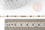 Chaine acier 304 inoxydable doré IP 14K résine noire 2mm, x1 mètre (G0103)