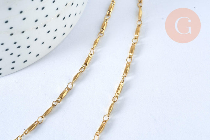Collier Chaine acier doré maille fantaisie,chaine collier inoxydable,création bijoux,chaine large,45mm,chaine complète, x1 G4632
