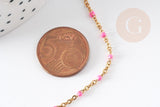 Chaine acier inoxydable 304 doré IP 14k fantaisie résine rose 1.5mm, x1 mètre (G1492)