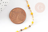 Chaine acier inoxydable 304 doré IP 14k résine jaune 2mm, x1 mètre (G3294)