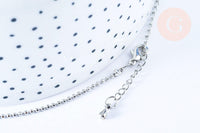 Collier Chaine boule fine laiton platine boule facettes 1.5mm/45cm,chaine collier laiton argenté chaine complète avec fermoir x1 G6202