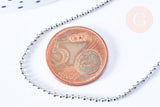 Collier Chaine boule fine laiton platine boule facettes 1.5mm/45cm,chaine collier laiton argenté chaine complète avec fermoir x1 G6202