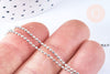 Chaine boule fine laiton platine boule facettes 1.5mm/45cm,chaine collier laiton argenté chaine complète avec fermoir x1 G6202