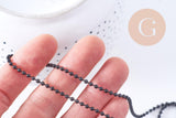 Chaine boule noire intense 2mm, x1 mètre (G10632)