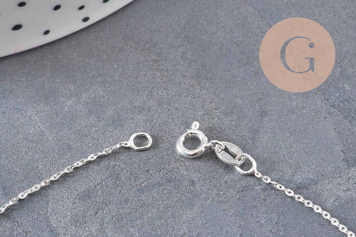 Chaine collier forçat très fine argent 925 massif 0.9mm - 45cm, x1 (G5342)