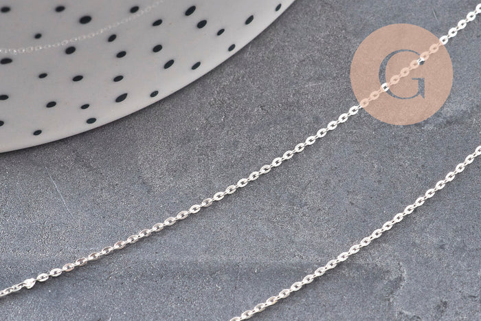 Chaine collier forçat très fine argent 925 massif 0.9mm - 45cm, x1 (G5342)
