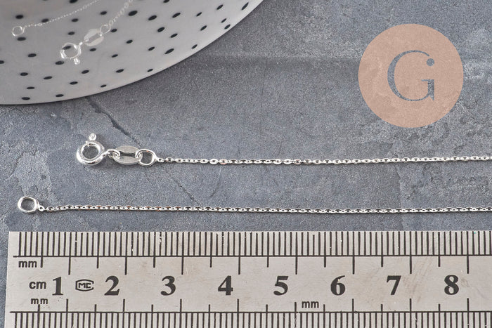 Chaine collier forçat très fine argent 925 massif 0.9mm - 45cm, x1 (G5342)