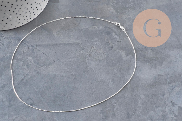 Chaine collier forçat très fine argent 925 massif 0.9mm - 45cm, x1 (G5342)