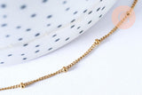 Collier chaine complète acier inoxydable 304 doré satellite 46.5cm, x1 (G6977)