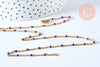 Collier Chaine complète avec fermoir acier dorée 14k fantaisie résine violette 2mm/45cm, x1 (G1385)