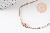 Collier Chaine complète avec fermoir acier inoxydable or rose IP 14k forçat 1.9mm/45cm, x1 (G10612)