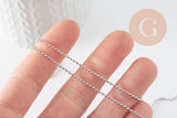 Collier Chaine complète avec fermoir boule fer platine 1.5mm/60cm, x1 (G9596)