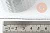 Chaine complète avec fermoir boule fer platine 1.5mm/60cm, x1 (G9596)