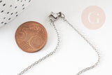 Collier Chaine complète avec fermoir forçat acier inoxydable platine 1.5mm-45cm, x1 (G9301)
