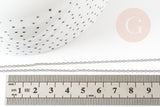 Collier Chaine complète avec fermoir forçat acier inoxydable platine 1.5mm-45cm, x1 (G9301)