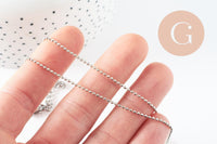 Collier Chaine complète boule acier 304 inoxydable platine 1.5mm/45.5cm,chaine fine argentée avec fermoir création collier x1 (G9778)