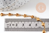 Collier chaine complète coeurs acier 304 inoxydable dorée 14k IP 2mm/45.5cm, x1 (G6775)