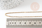 Collier Chaine forçat 1.5mm acier inoxydable doré IP 45cm avec fermoir, x1 (G9371)