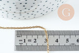 Collier Chaine complète forçat acier inoxydable doré 1.5mm/45cm avec fermoir, x1 (G10732)
