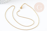Collier Chaine complète forçat acier inoxydable doré IP 45cm avec fermoir, x1 (G9206)