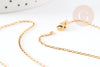 Collier Chaine complète forçat acier inoxydable doré IP 45cm avec fermoir, x1 (G9206)