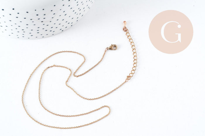 Collier Chaine complète forçat avec fermoir cuivre brut 2mm/80cm, x1 (G8315)