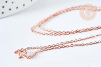 Collier Chaine complète laiton or rose forçat 45cm, collier dorée or rose, x1 (G8340)