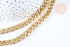 Collier Chaine complète maille cubaine acier inoxydable doré 304 - 75.4cm, x1 (G6940)