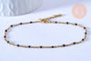 Chaine de cheville acier doré 14k résine noire chaine dorée 1.5-2mm/23cm, x1 (G3430)