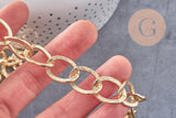 Chaine doré maille ronde texturée aluminium doré 20mm, x1 mètre (G2774)