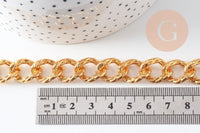 Chaine doré maille texturée aluminium doré 17mm, x1 mètre (G10594)