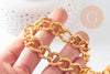Chaine doré maille texturée aluminium doré 17mm, x1 mètre (G10594)