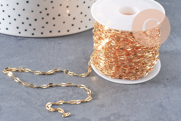 Chaine dorée 14 carats fantaisie, chaine dorée,chaine plaquée or,5mm, x1metre, (G2499)