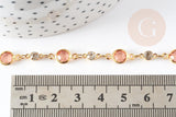 Chaine dorée pastille cristal zircon, chaine collier,création bijoux , chaine lunettes,chaine fantaisie 6x4mm, x1 mètre (G4204)