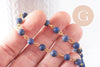 Chaine dorée perle lapis lazulis naturelle 6.5mm, x 1 mètre (G4216)