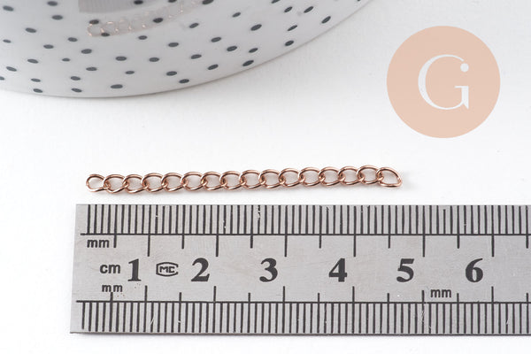 Chaine extension acier 304 inoxydable or rose IP 45-50mm, x5 (G10891)
