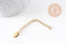 Chaine extension acier inoxydable doré PVD avec charm goutte de finition 55mm, x5 (G4625)