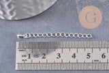 Chaine extension laiton argenté 40-58mm, x10 (G3329)