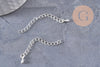 Chaine extension laiton argenté 40-58mm, x10 (G3329)