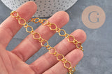 Cadena de fantasía de hierro dorado 7x10mm, x1 metro (G11236)
