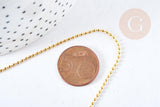 Collier Chaine fine boule laiton doré facettes 45.5cm-1.5mm avec extension,chaine collier en laiton, chaine avec fermoir, x1 (G8586)