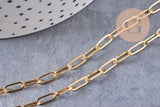Chaine fine dorée rectangle 16K,chaine plaquée or 2.5 microns, chaine collier dorée,1.8 mm, x 1Mètre (G2938)