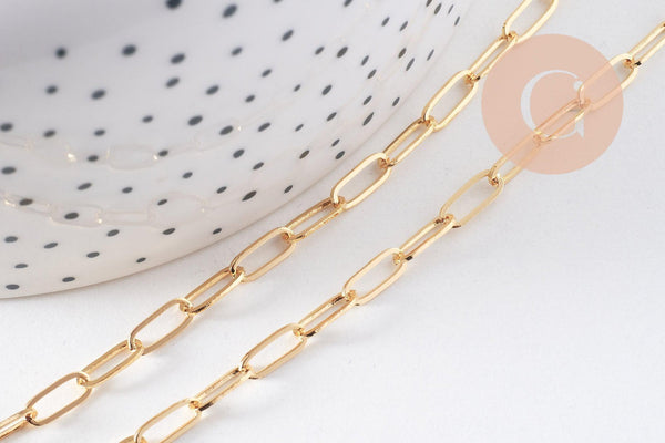 Chaine fine dorée rectangle 16K,chaine plaquée or 2.5 microns, chaine complète,chaine dorée,1.8 mm,43cm, x1 (G1845)